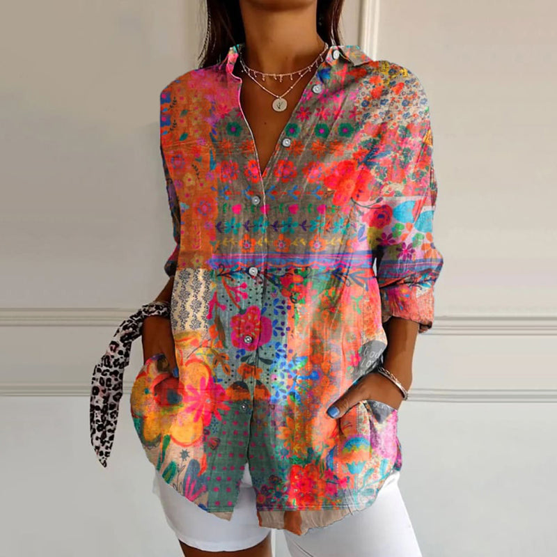 Joan Vintage Floral Print Blouse - Asvori Melbourne