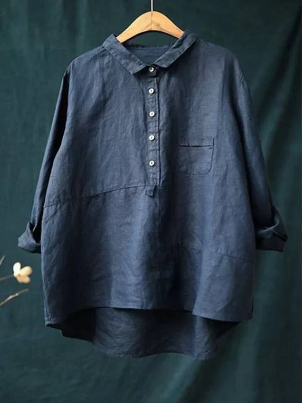 Rhea Women's Linen Long Sleeve Shirt - Asvori Melbourne