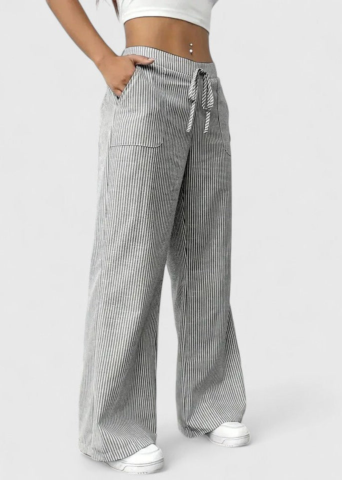 Madison Comfortable Wide-Leg Pants with Elegant Details - Asvori Melbourne