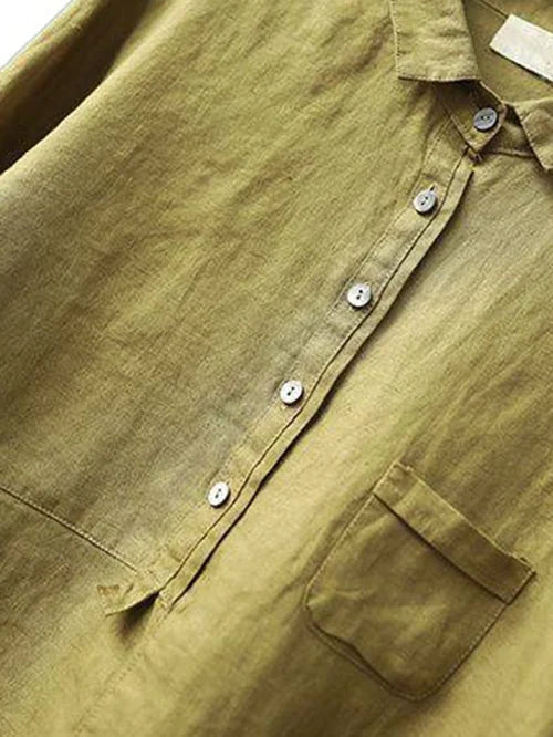 Rhea Women's Linen Long Sleeve Shirt - Asvori Melbourne