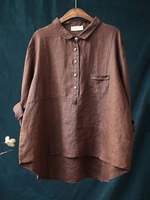 Rhea Women's Linen Long Sleeve Shirt - Asvori Melbourne