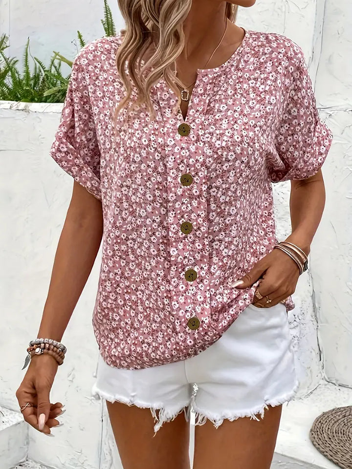 Charis Floral Button-Up Blouse - Asvori Melbourne