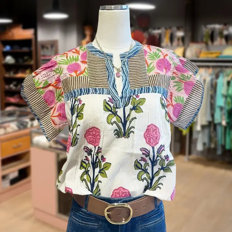 Uriella Embroidered Boho Blouse - Asvori Melbourne