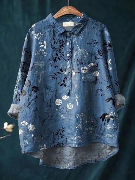 Lila Floral Print Blouse - Asvori Melbourne