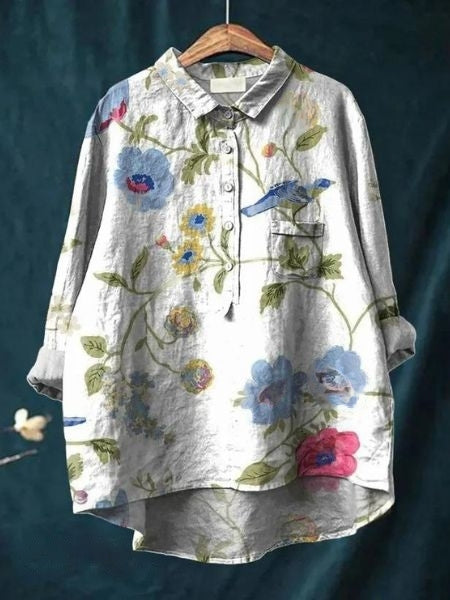 Lila Floral Print Blouse - Asvori Melbourne