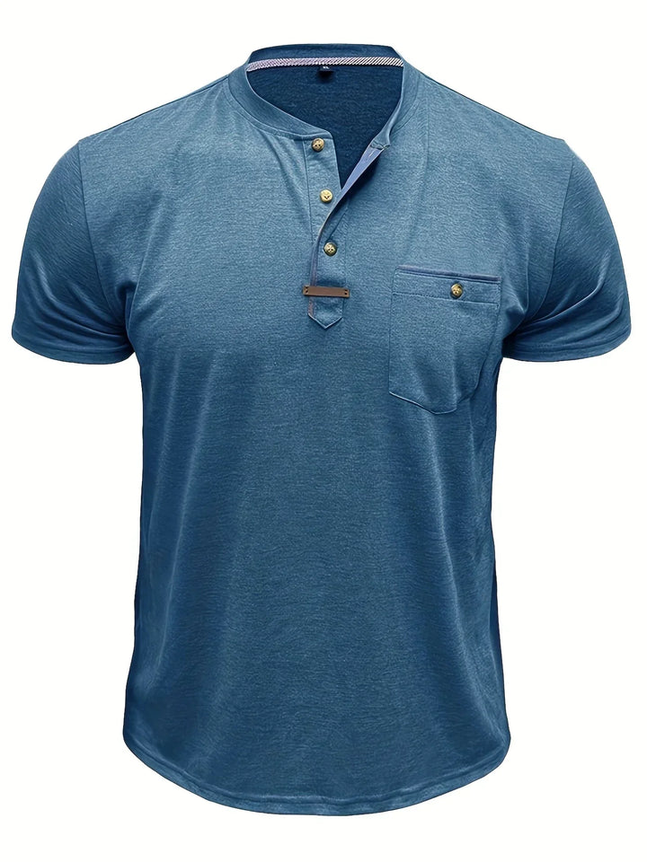Saxon Elegant Round Neck T Shirt With Pocket