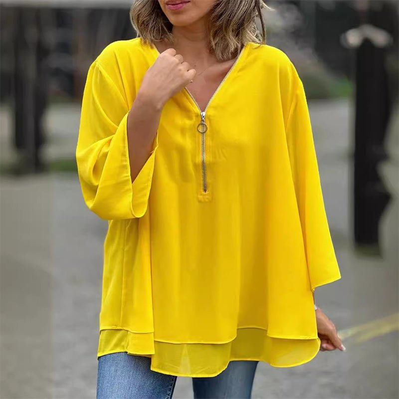 Lorelai Chiffon Zipper Blouse - Asvori Melbourne
