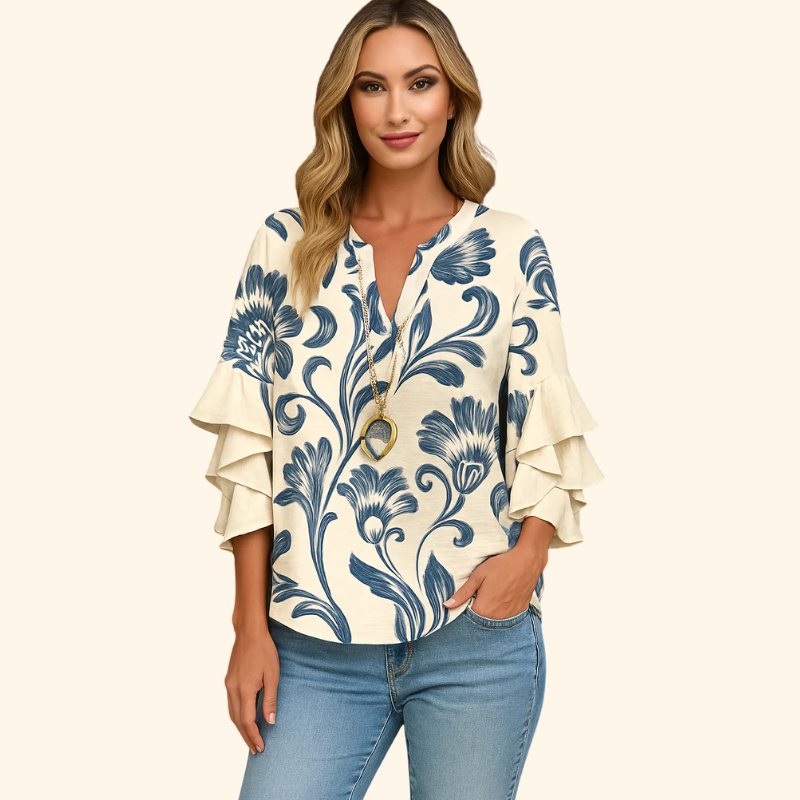 SERENA Vintage Floral Print Blouse - Asvori Melbourne