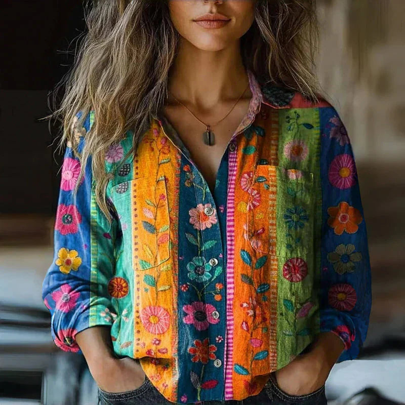 Mira Printed Vintage Blouse - Asvori Melbourne