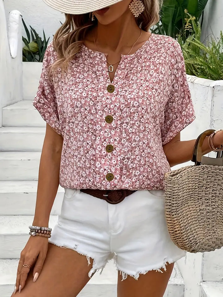 Charis Floral Button-Up Blouse - Asvori Melbourne
