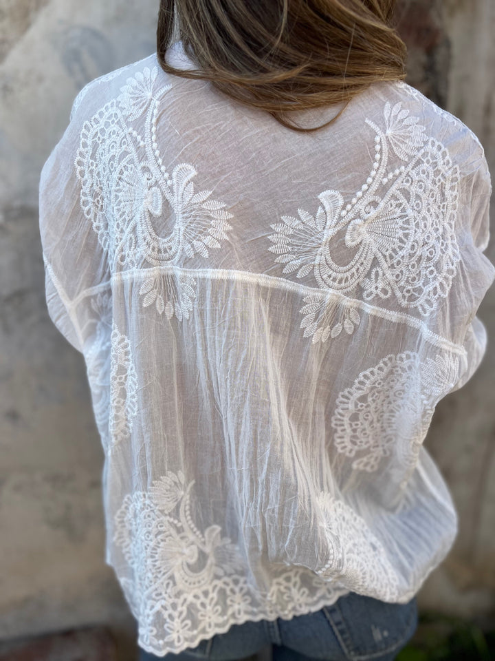 ISABELLE Chic Lace Embroidered Blouse - Asvori Melbourne