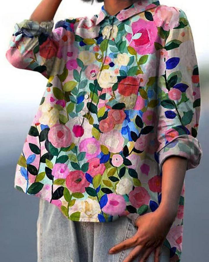 Lila Floral Print Blouse - Asvori Melbourne
