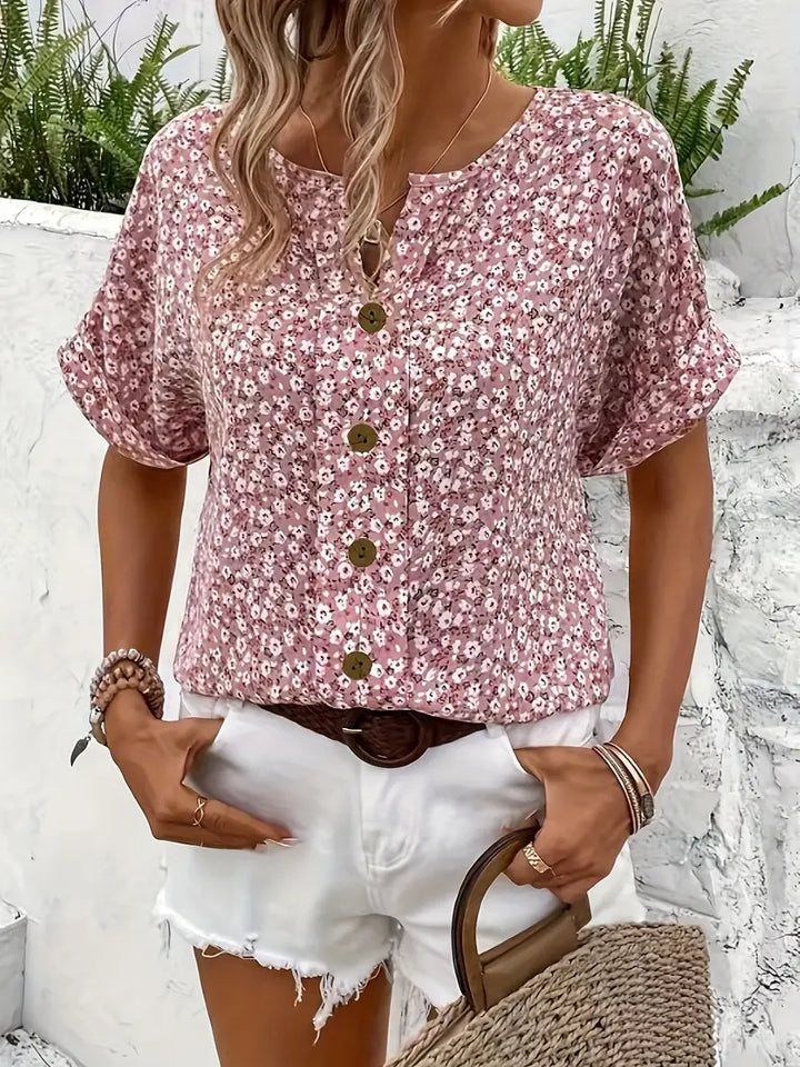 Charis Floral Button-Up Blouse - Asvori Melbourne