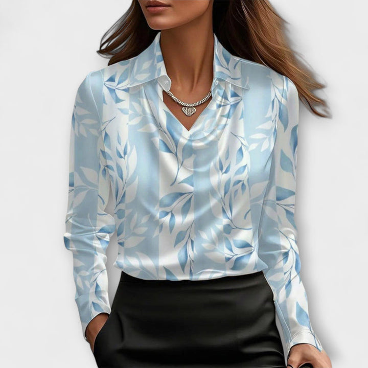 Lira Shimmering Blouse with Ruching at the Collar - Asvori Melbourne