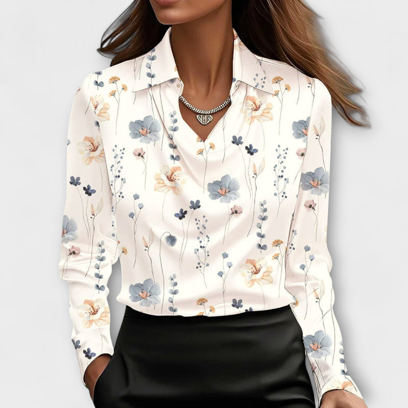 Lira Shimmering Blouse with Ruching at the Collar - Asvori Melbourne