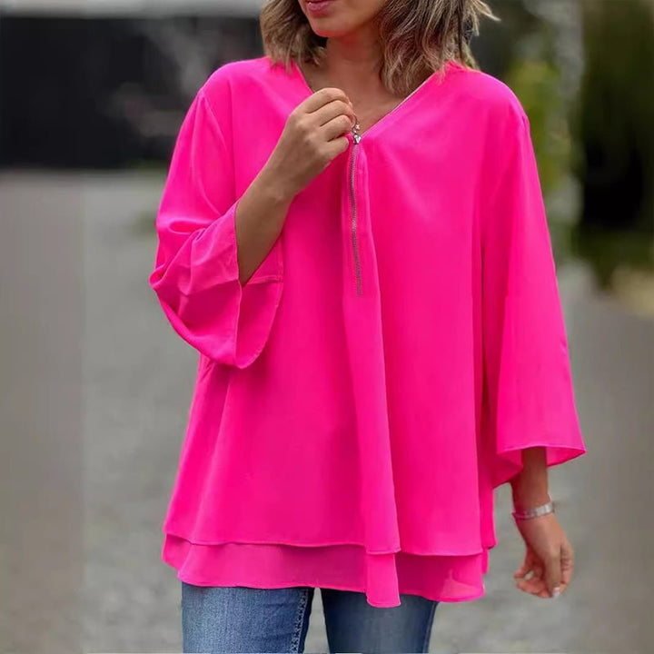 Lorelai Chiffon Zipper Blouse - Asvori Melbourne