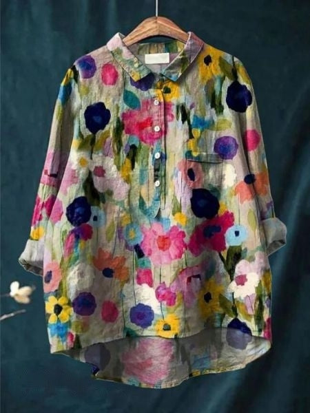 Lila Floral Print Blouse - Asvori Melbourne