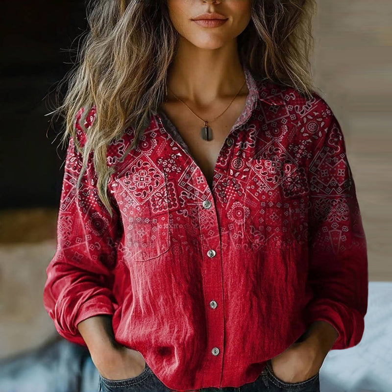Mira Printed Vintage Blouse - Asvori Melbourne