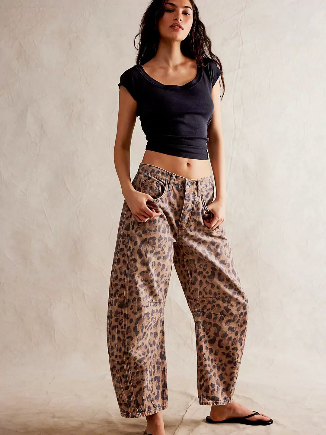Leopard Print Baggy Jeans - Asvori Melbourne