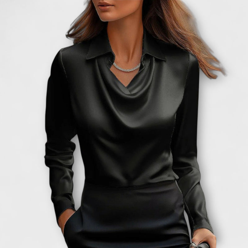 Lira Shimmering Blouse with Ruching at the Collar - Asvori Melbourne