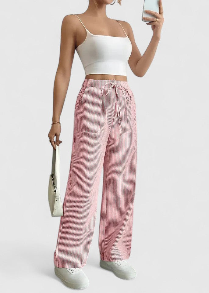 Madison Comfortable Wide-Leg Pants with Elegant Details - Asvori Melbourne