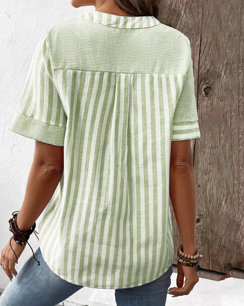 Ava Elegant Striped Blouse - Asvori Melbourne