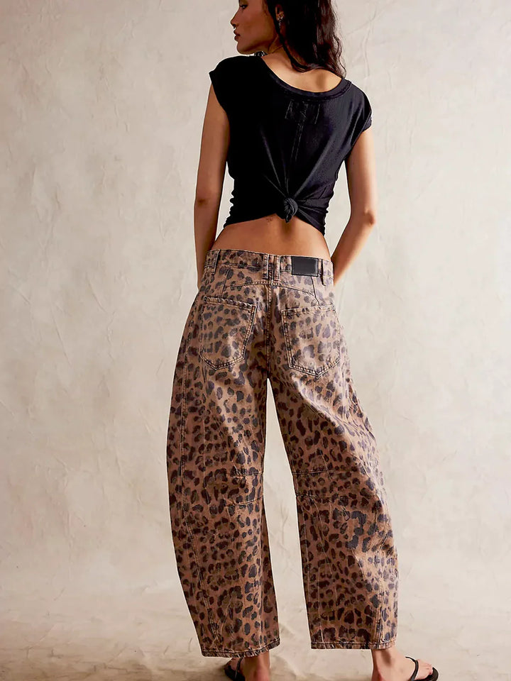 Leopard Print Baggy Jeans - Asvori Melbourne