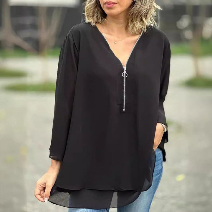 Lorelai Chiffon Zipper Blouse - Asvori Melbourne