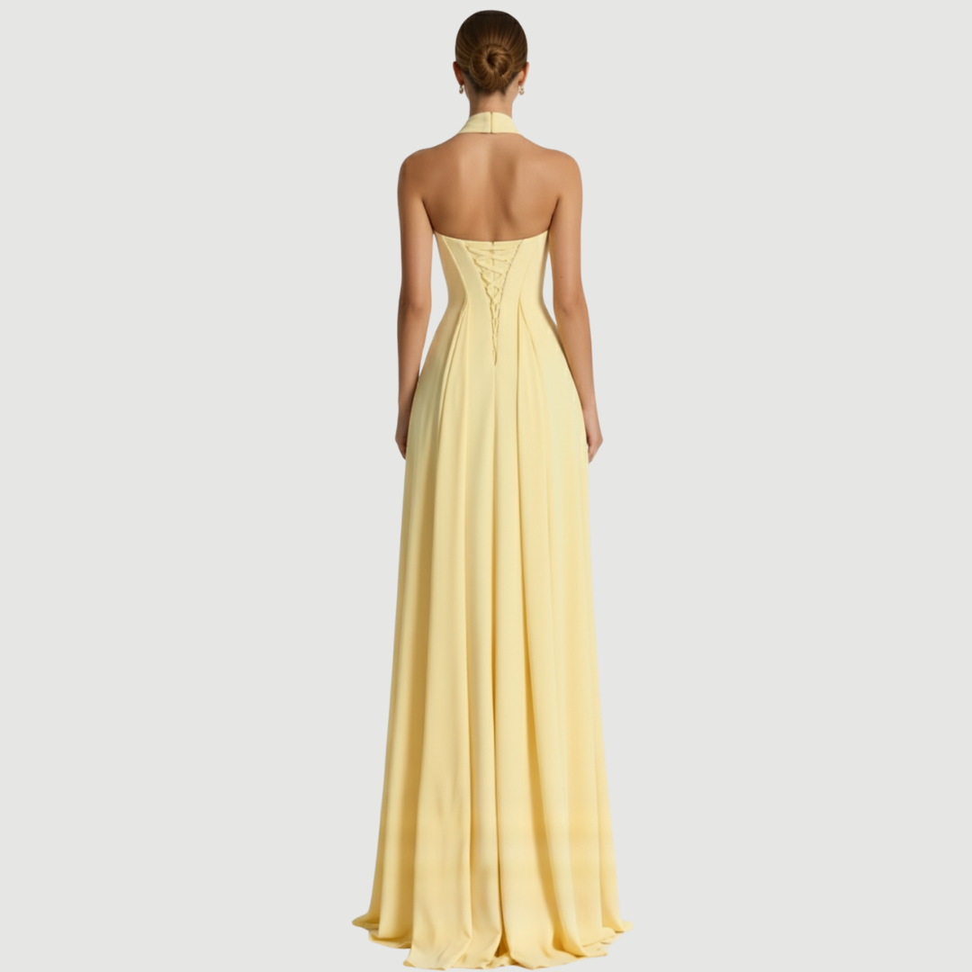 Renee Strapless Maxi Dress – Asymmetric Waist and Front Slit - Asvori Melbourne
