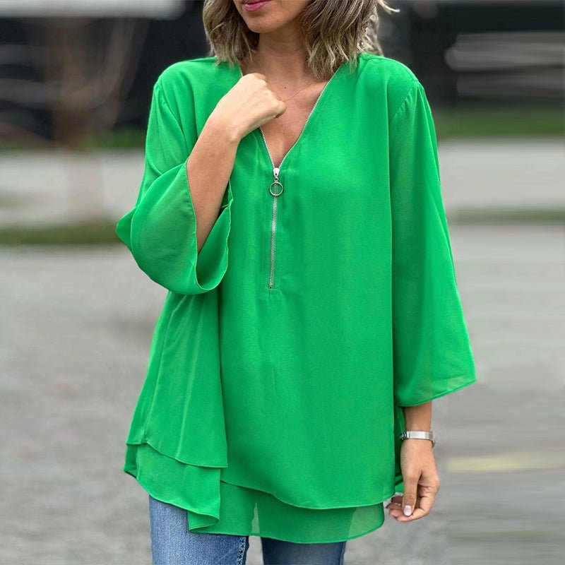 Lorelai Chiffon Zipper Blouse - Asvori Melbourne