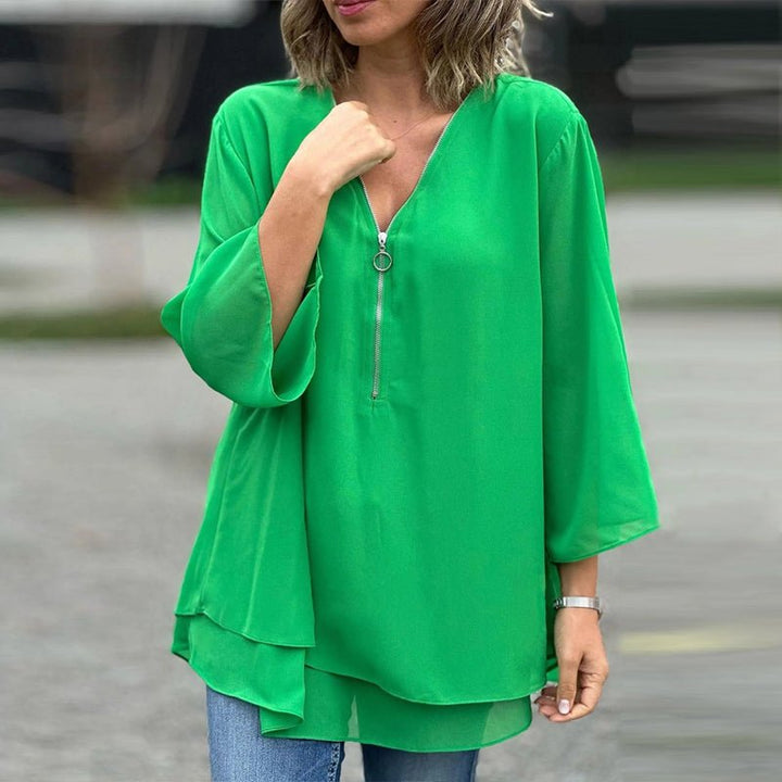Lorelai Chiffon Zipper Blouse - Asvori Melbourne