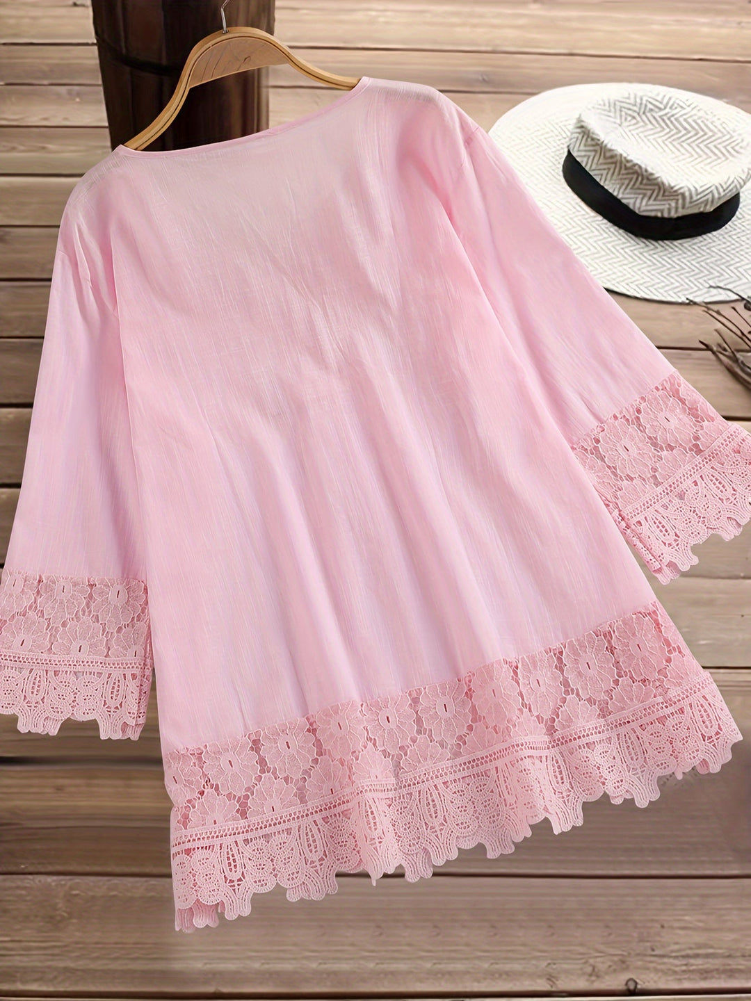 Elegant Lace Patchwork V-Neck Blouse - Asvori Melbourne