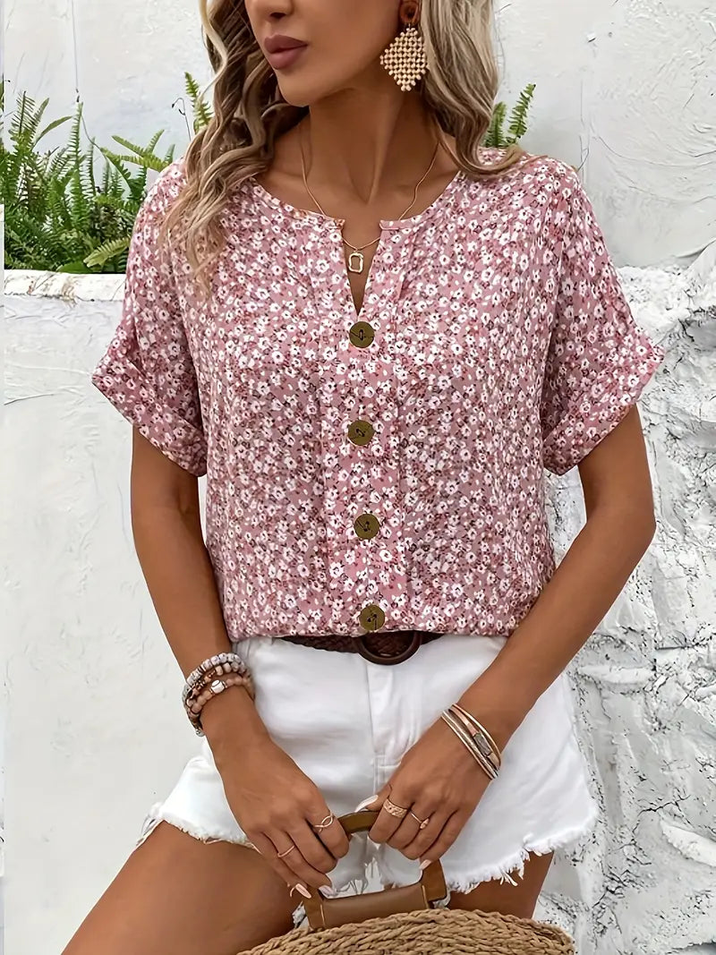 Charis Floral Button-Up Blouse - Asvori Melbourne