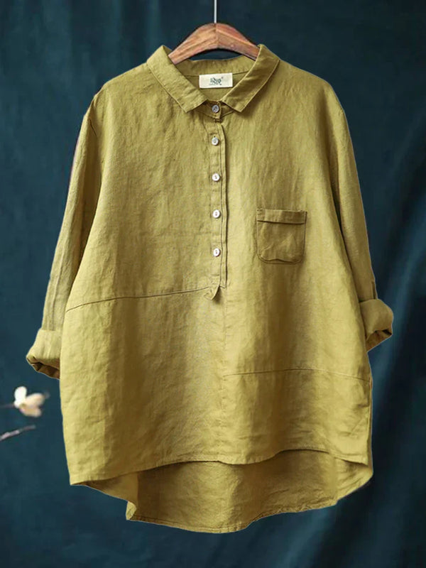 Rhea Women's Linen Long Sleeve Shirt - Asvori Melbourne