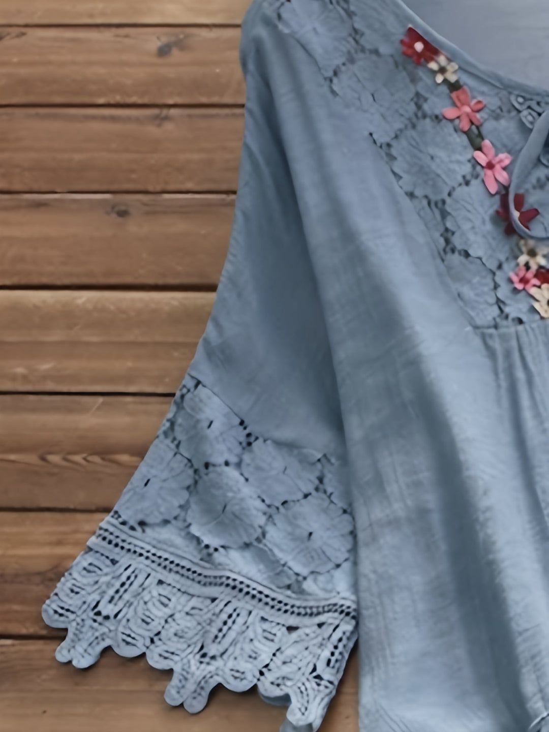 Elegant Lace Patchwork V-Neck Blouse - Asvori Melbourne