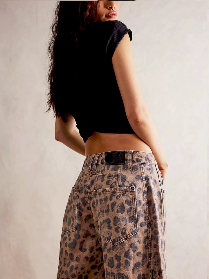Leopard Print Baggy Jeans - Asvori Melbourne