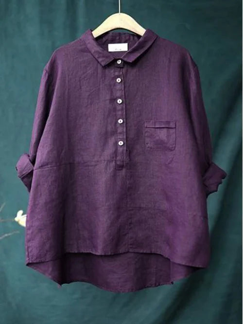 Rhea Women's Linen Long Sleeve Shirt - Asvori Melbourne