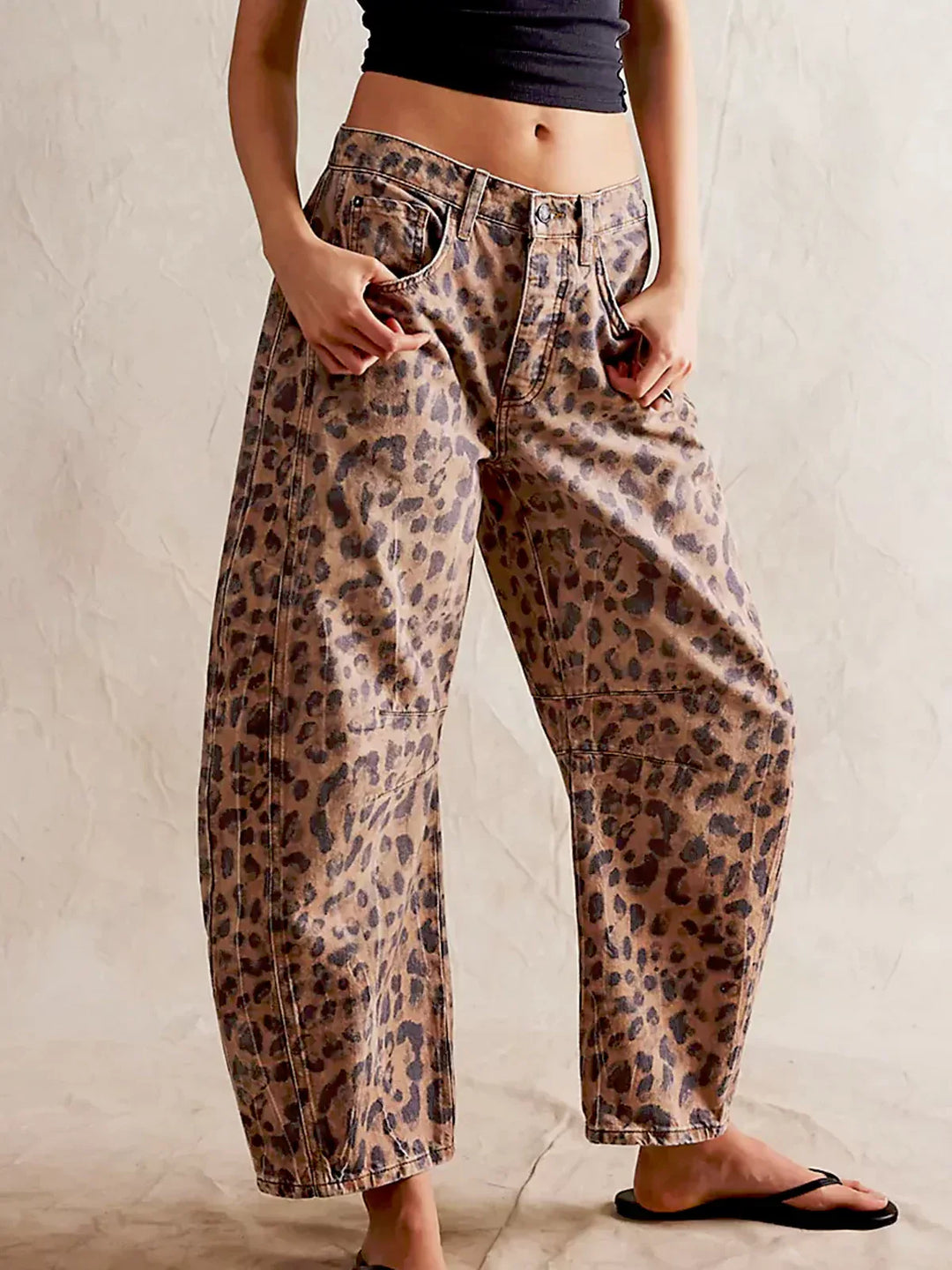 Leopard Print Baggy Jeans - Asvori Melbourne