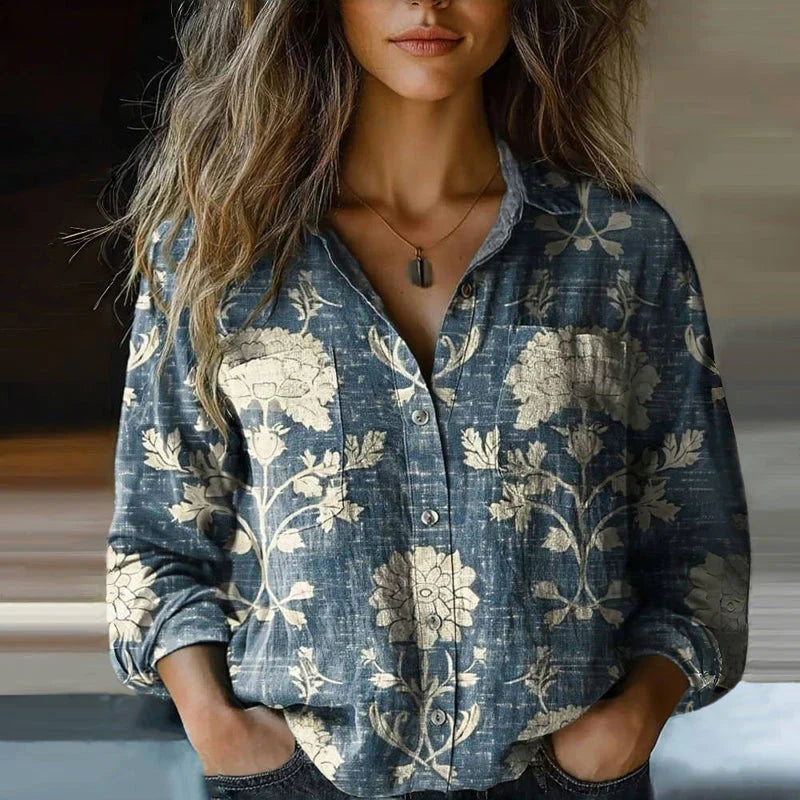Mira Printed Vintage Blouse - Asvori Melbourne