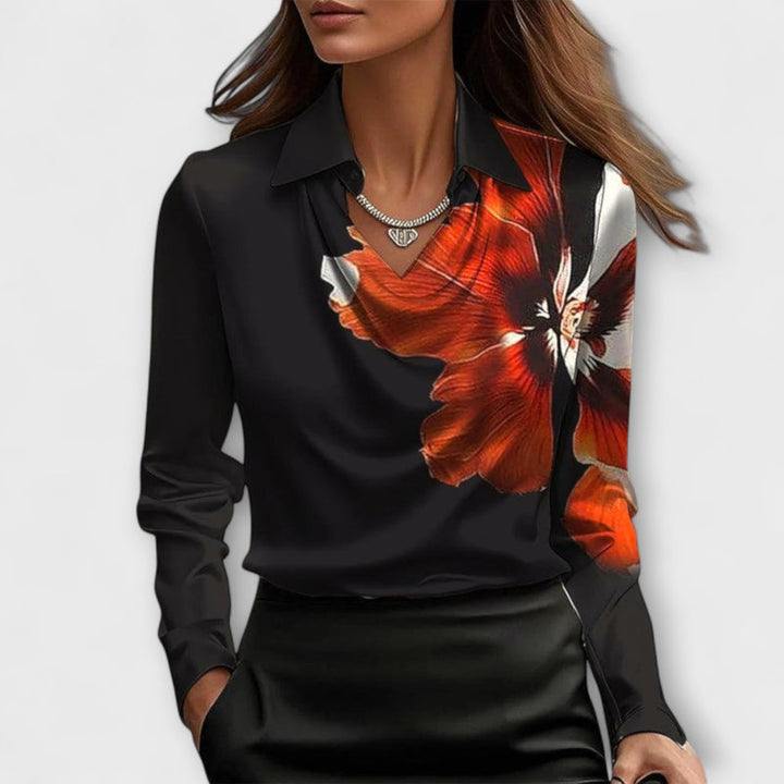 Lira Shimmering Blouse with Ruching at the Collar - Asvori Melbourne