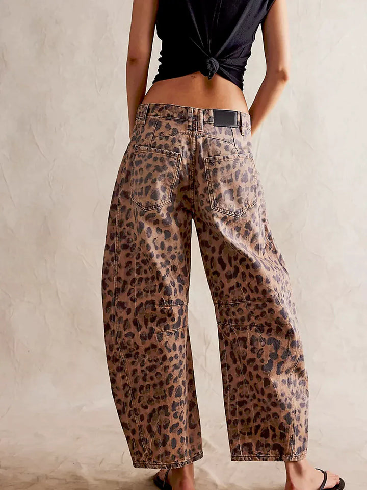 Leopard Print Baggy Jeans - Asvori Melbourne