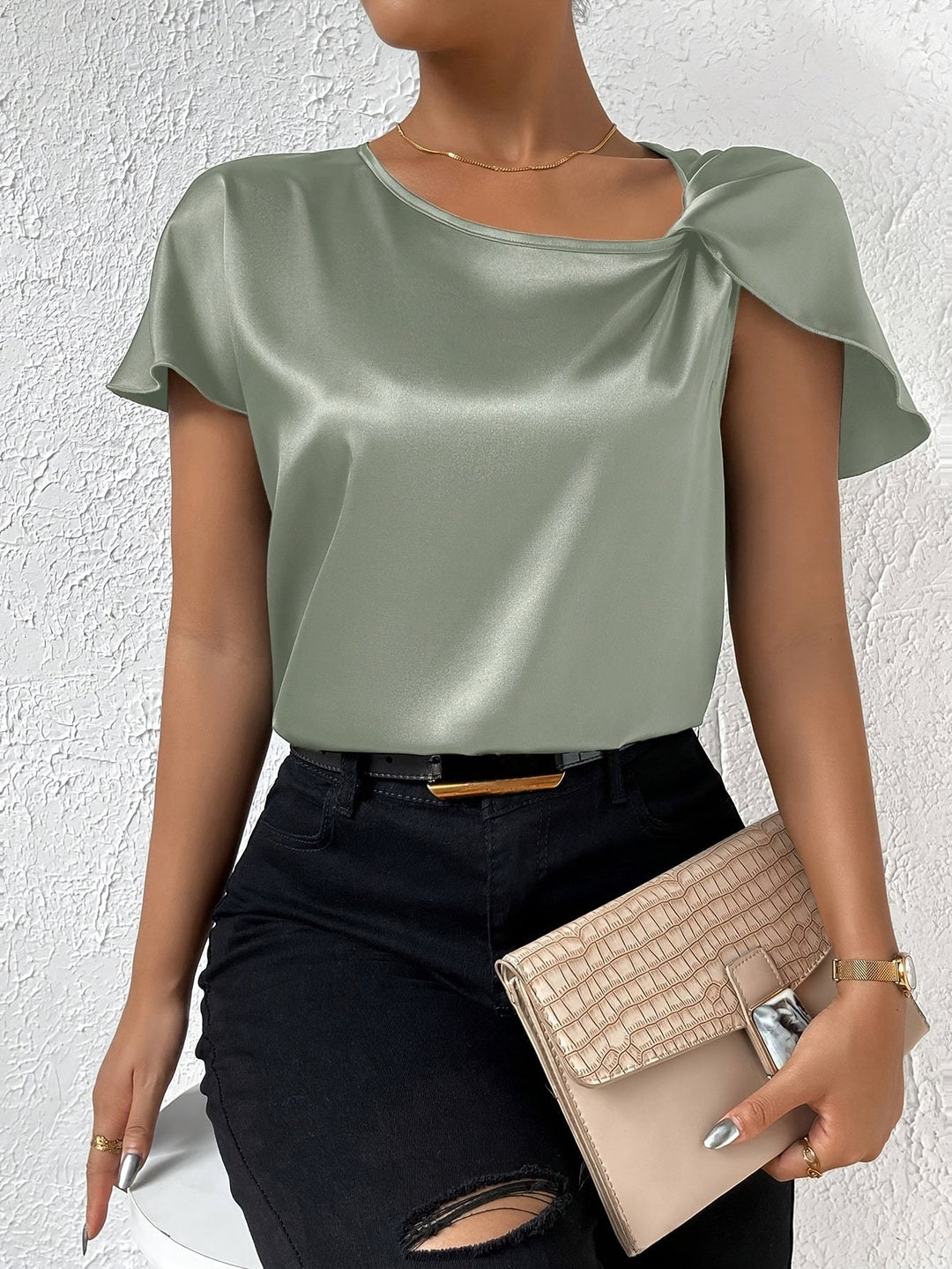 Loretta Trendy Top With Unique Shoulder Detail - Asvori Melbourne