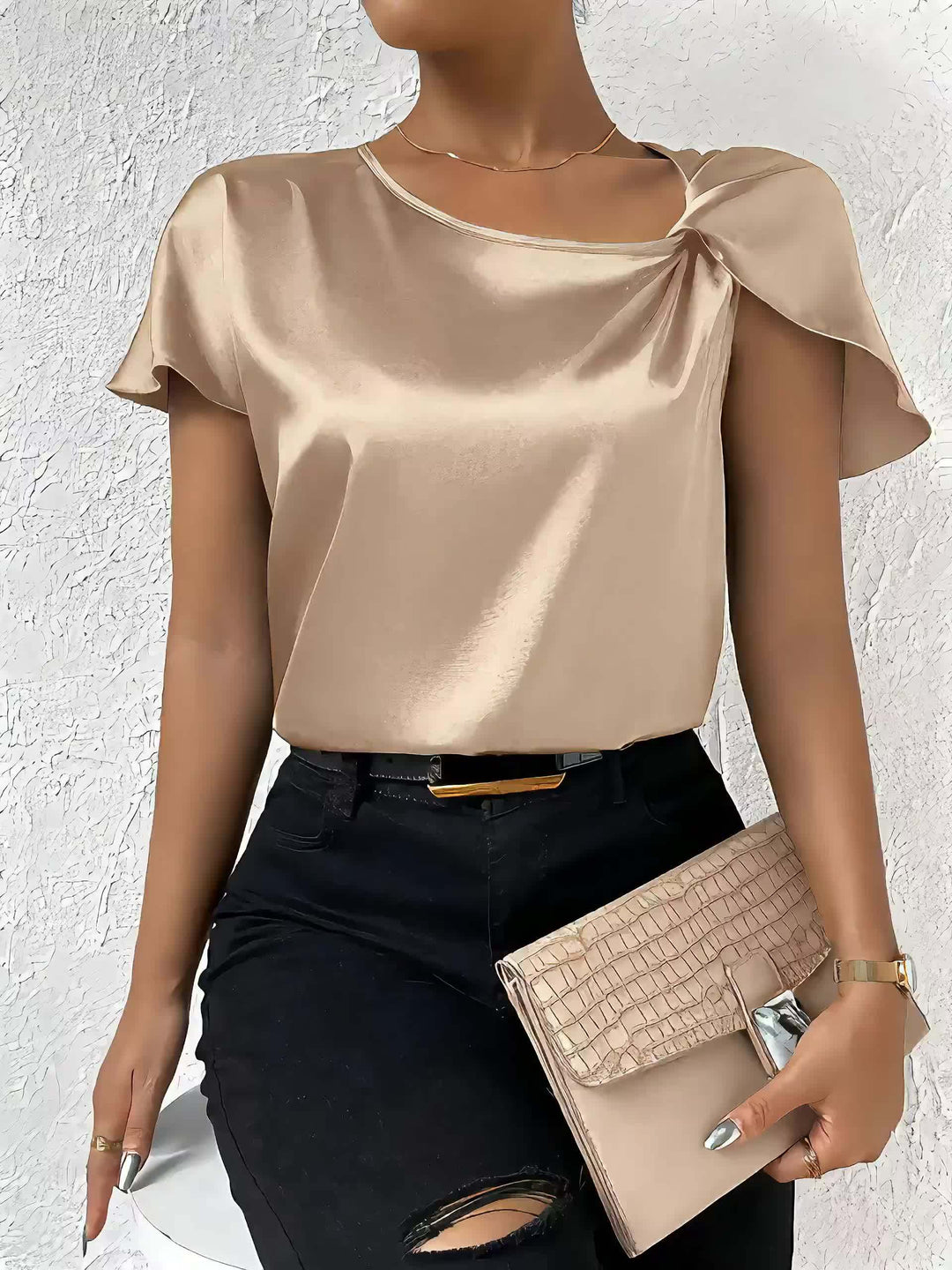 Loretta Trendy Top With Unique Shoulder Detail - Asvori Melbourne