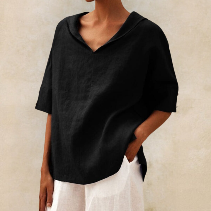 Jamilla Women's V-Neck Casual Linen Shirt - Asvori Melbourne