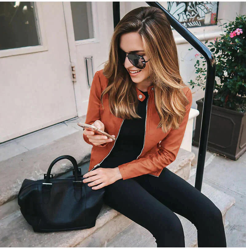 Sophia Italian Leather Jacket - Asvori Melbourne