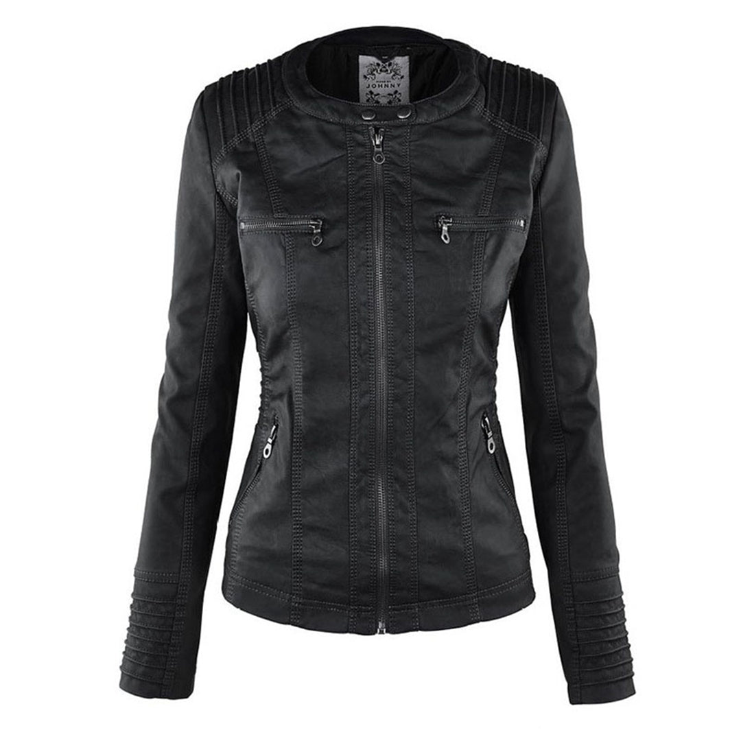 Olivia Women's Leather Jacket with Hood - Asvori Melbourne