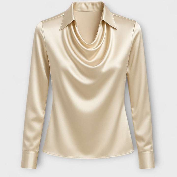 Lira Shimmering Blouse with Ruching at the Collar - Asvori Melbourne