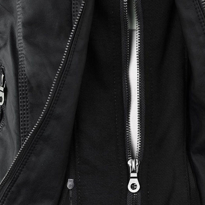 Olivia Women's Leather Jacket with Hood - Asvori Melbourne