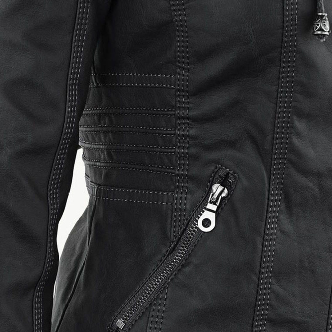 Olivia Women's Leather Jacket with Hood - Asvori Melbourne
