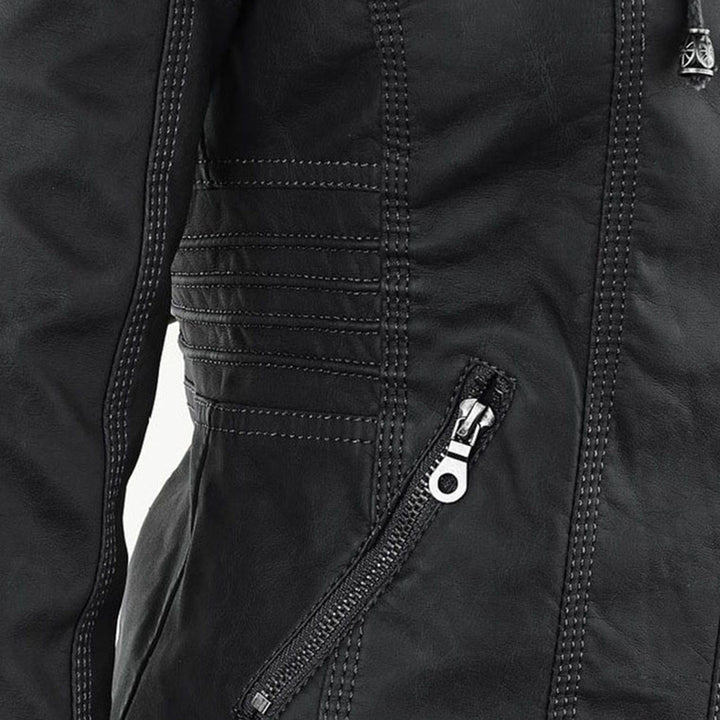 Olivia Women's Leather Jacket with Hood - Asvori Melbourne